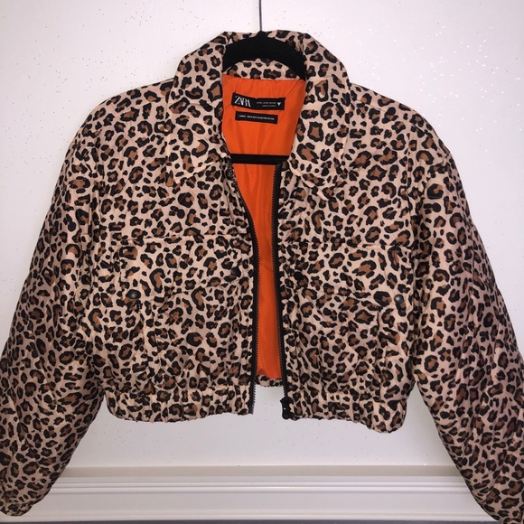 Zara Jackets & Blazers - Zara Cheetah Cropped Puffer